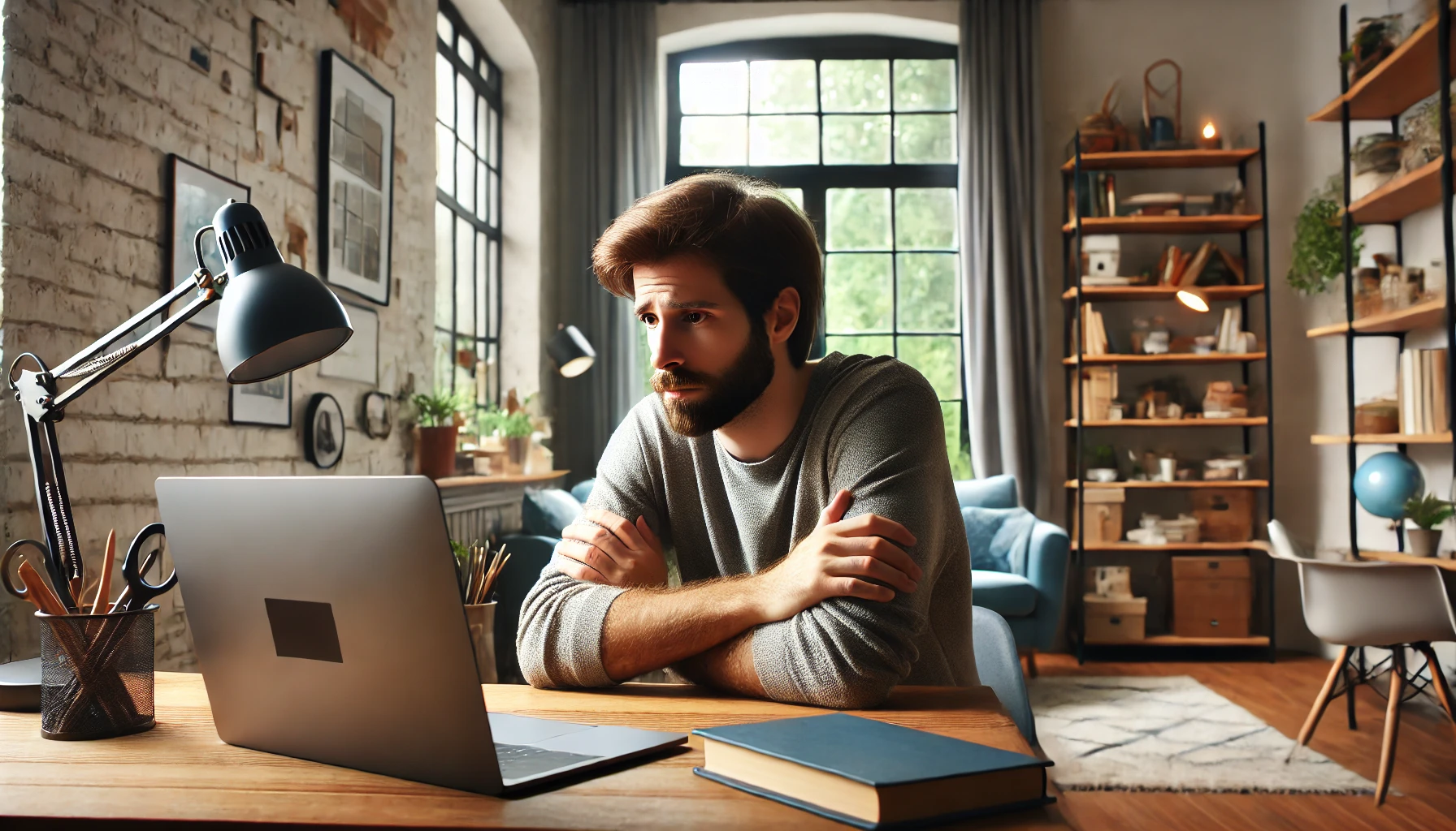 Picture showing an engaged donor looking at a laptop screen.